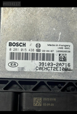 Kia Ceed 1.6 CRDI 39103-2A716 0281015438 EDC16C39 MOTOR ECU