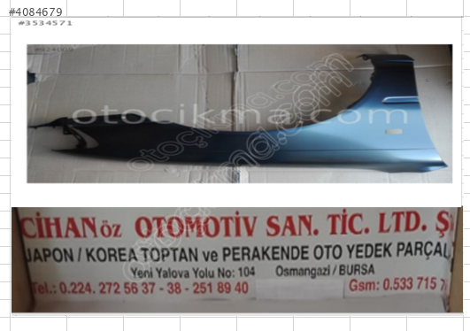 Toyota Corolla AE101 Delikli *Ön Sağ Çamurluk*