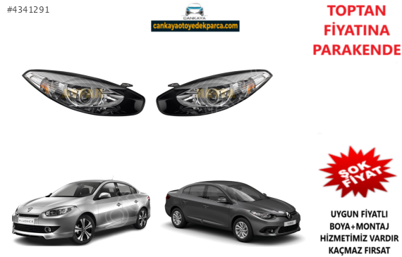 RENAULT FLUENCE MERCEKLİ SOL/SAĞ ÖN FAR TAKIMI SİYAH  ADET FİYAT