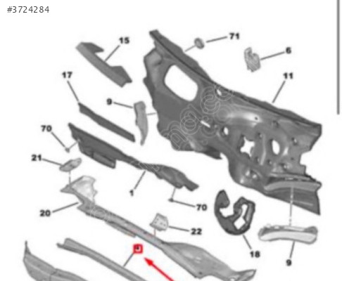 Peugeot 208 üst kaporta kollektörü 9829844380