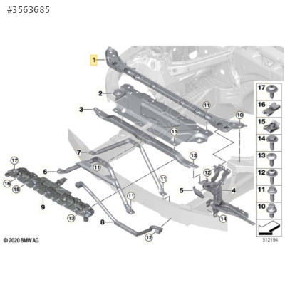 BMW 4 SERİSİ G22 G23 G26 ÖN PANEL ÜST DEMİR 51648491817