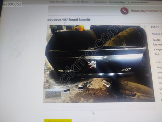 Peugeot 407 bagaj kapağı