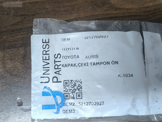 TOYOTA AURIS ÖN TAMPON SAĞ ÇEKİ DEMİR KAPAĞI 2012-2018 5212702927