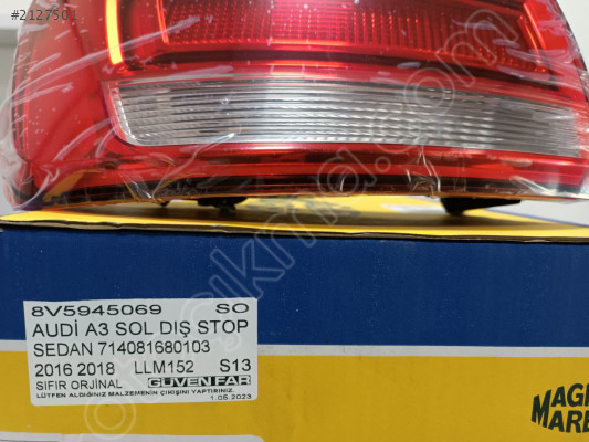 AUDİ A3 SOL DIŞ STOP SEDAN 2016 2018 LLM152 8V5945069 SO