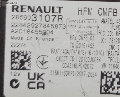 DACİA DUSTER 2022 MODEL KART OKUYUCU MODÜL 285903107R