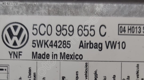VOLKSWAGEN JETTA 2012 MODEL AİRBAG BEYNİ 5C0959655C-5WK44285