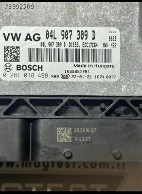 Seat Leon 2.0TDI 04L907309D 0281018498 EDC17C64 MOTOR BEYNİ