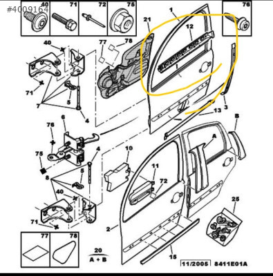 citroen c3 kapı yatay kirişi sağ 9010 F9