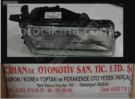 Opel- Vectra Sağ Far 1993 1996 ORJINAL