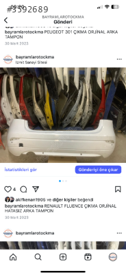 Renault FLUENCE MAKYAJLI KASA ORJİNAL ARKA TAMPON HATASIZ