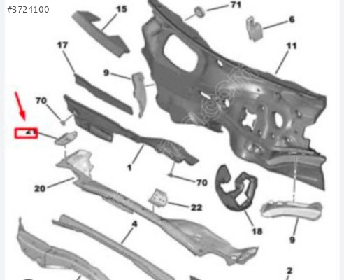 Peugeot 208 cam silecek desteği sağ 9826076080