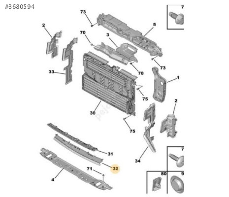 Peugeot 408 ön panel alt hava giriş plastiği 9838472980