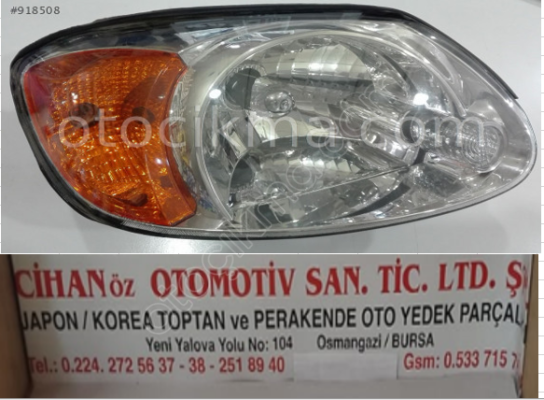 HYUNDAI ACCENT SAĞ FAR SARI SİNYALLİ ORJ 2003 2004 92102-25530.