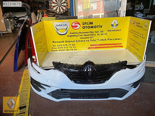 RENAULT MEGAN 4 ÇIKMA ORJİNAL BEYAZ FAZ 2 ÖN TAMPON DOLU VE DİĞE
