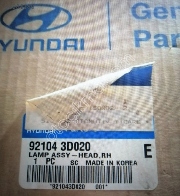 92104 3D020 SONATA SAĞ ÖN FAR