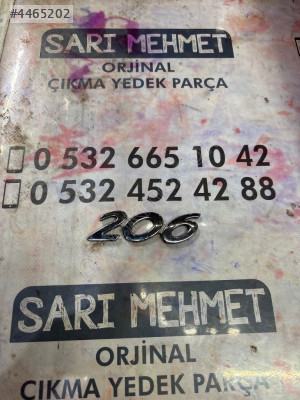 ÇIKMA PEUGEOT 206 BAGAJ YAZISI
