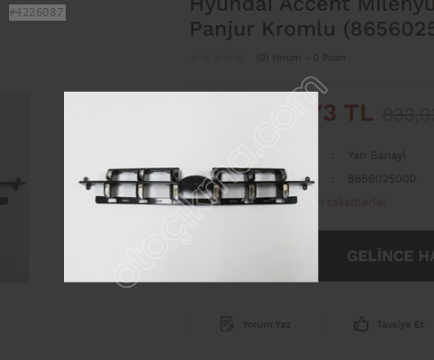 2000-2002 Hyundai Accent Kromlu Panjur Arması