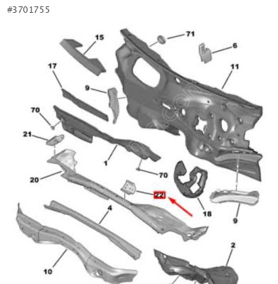 Peugeot 2008 cam silecek desteği sağ 9826075780