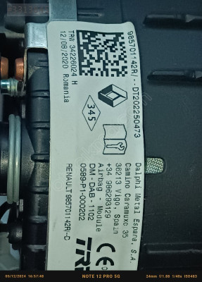 985701142R Dacia Sandero 2 direksiyon  AĞIRBAG