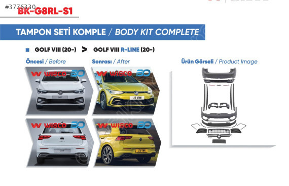 TAMPON SETİ KOMPLE (ON-ARKA-YAN) VW GOLF 8 R-LINE 20