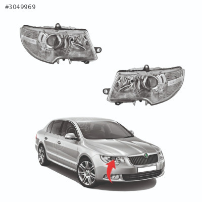 Skoda Super B Sağ-Sol Set Far Lambası 2007-2012