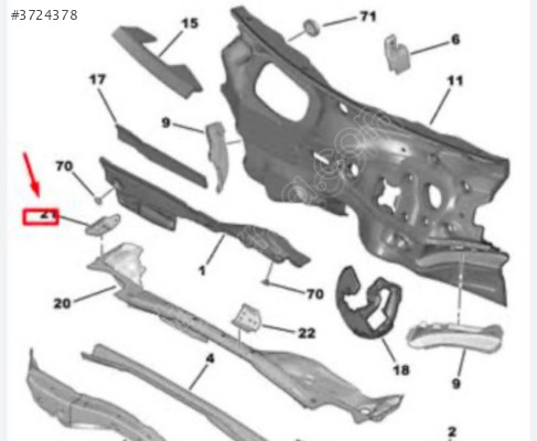 Peugeot 208 Sol cam silecek desteği 9826072480