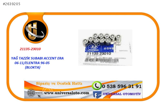 Hyundai Yağ Tazzik Subabı Accent Era 06-11/Elantra 96-05 (Blokt