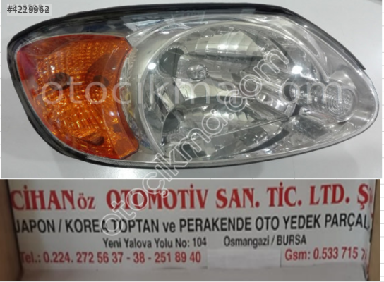 HYUNDAI ACCENT SAĞ FAR SARI SİNYALLİ ORJ 2003 2004