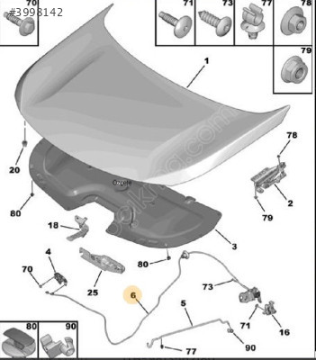 Peugeot 3008 P84 kaput el kumandası  9813562180