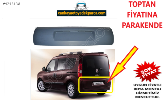 FİAT DOBLO 3 2009 ARKA TAMPON PLAKALIK KISMI SIFIR  735652650