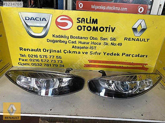 RENAULT FLUENCE SIFIR SAĞ SOL FAR VE DİĞER PARÇALARI