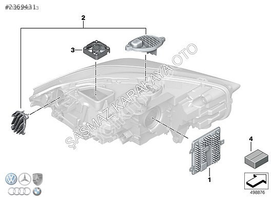 63119448116 BMW 2 SERİ SAĞ ÜST KÖŞE F44 LED BEYNİ SIFI
