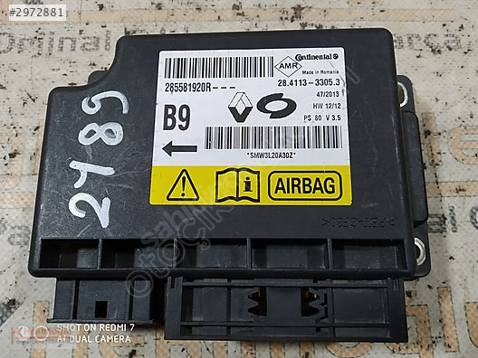 RENAULT FLUENCE MEGANE 3 AİRBAG BEYNİ 285581920R B9