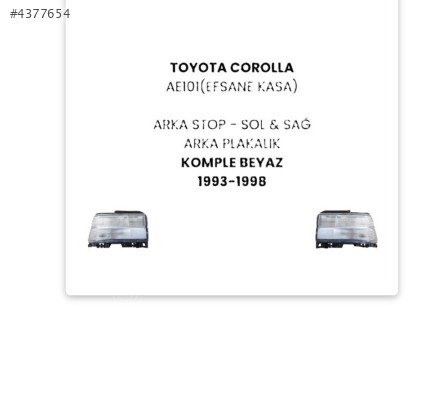 Toyota Corolla Ae101 Arka Stop Şeffaf  93 98 Açıklamayı Okuyunuz