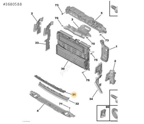 Peugeot 408 ön panel alt plastik 9838472780, 9843844780