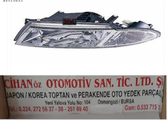 MITSUBISHI CARİSMA ÖN FAR SAĞ- SOL 2000-2001 *ADET FİYATI*
