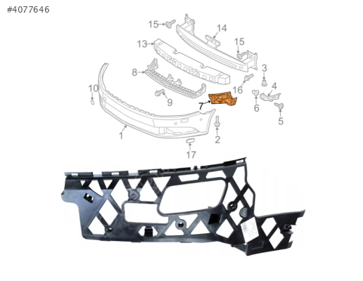 3C8807177 VW PASSTA CC 12-17 ÖN TAMPON İÇ BRAKETİ SOL