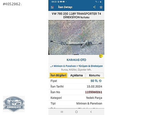 VW785 2501189 TRANSPORTER T.4 DIREKSIYON KUTUSU
