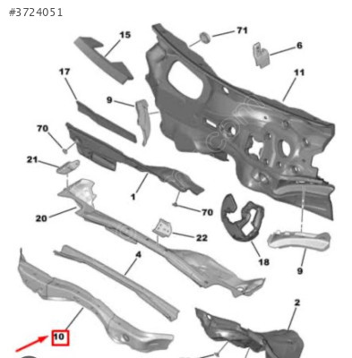 Peugeot 208 göğüs saçı orta Traversi Orjinal 1680128680