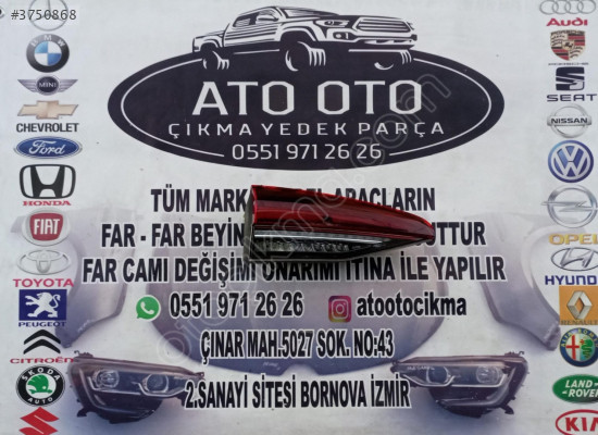 2019-2022 Skoda Octavia Sol İç Led Stop Orijinal çıkma