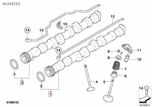 BMW E87 E90 N43 ÇIKMA EKSANTRİK MİLİ 563345 7563364