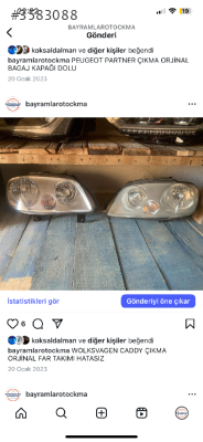WOLKSVAGEN CADDY ORJİNAL SAĞ SOL FAR TAKIMI