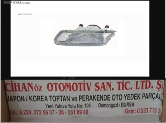 MİTSUBİSHİ CARİSMA 1996-2000 FAR SAĞ-SOL ADET FİYATI......