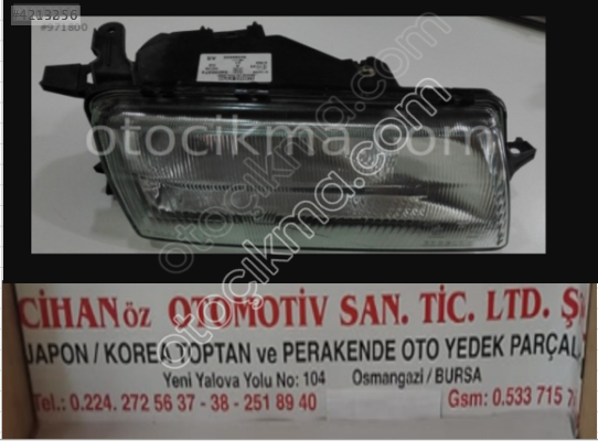 1993-1996 Opel Vectra Sağ Ön Farı - Orijinal Çıkma Parça,.