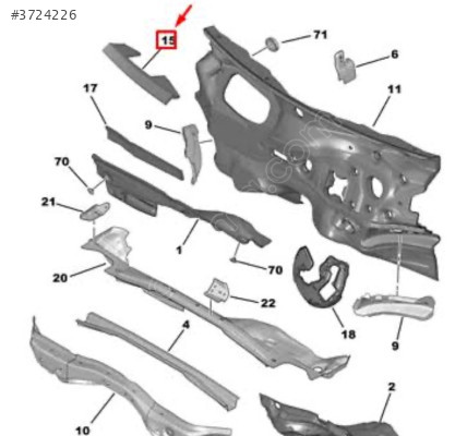 Peugeot 208 üst kaporta kenarı sessizleştirme 9828596980