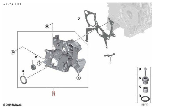 BMW E87 E90 M47 ÇIKMA ÖN ZİNCİR KAPAĞI 11147794136 7794136