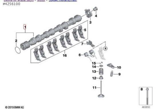 BMW E60 E65 N62 ÇIKMA EKSANTRİK MİLİ 7570461 7570486