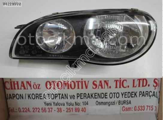 2001-2002 Toyota Corolla Sol Ön Far Parça