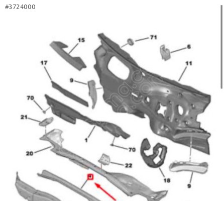 Peugeot 208 9829844380 üst kaporta kollektörü