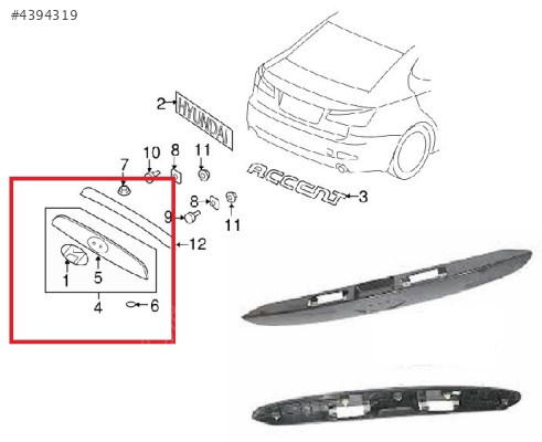 ARKA BAGAJ PLAKA ÜST BAKALİT ACCENT ERA 2006-